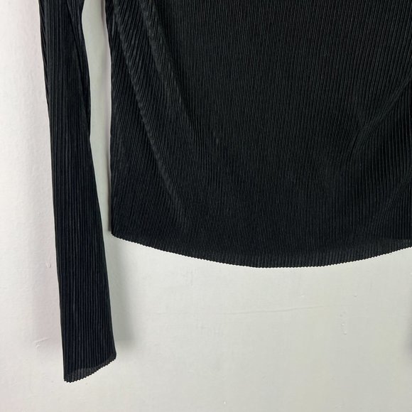 NWOT Ro & De Plisse Pleated Long Sleeve Buttondown Shirt Black Size Small S NEW - Picture 9 of 11